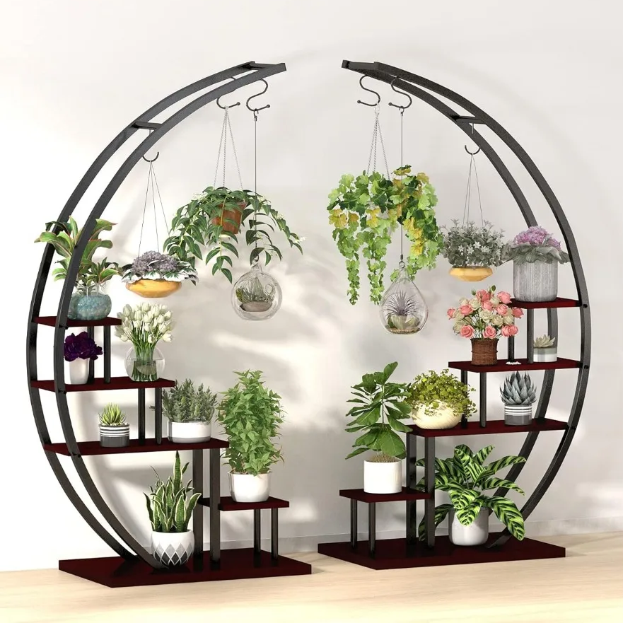 5-Tier Metal Half-Moon Plant Stand
