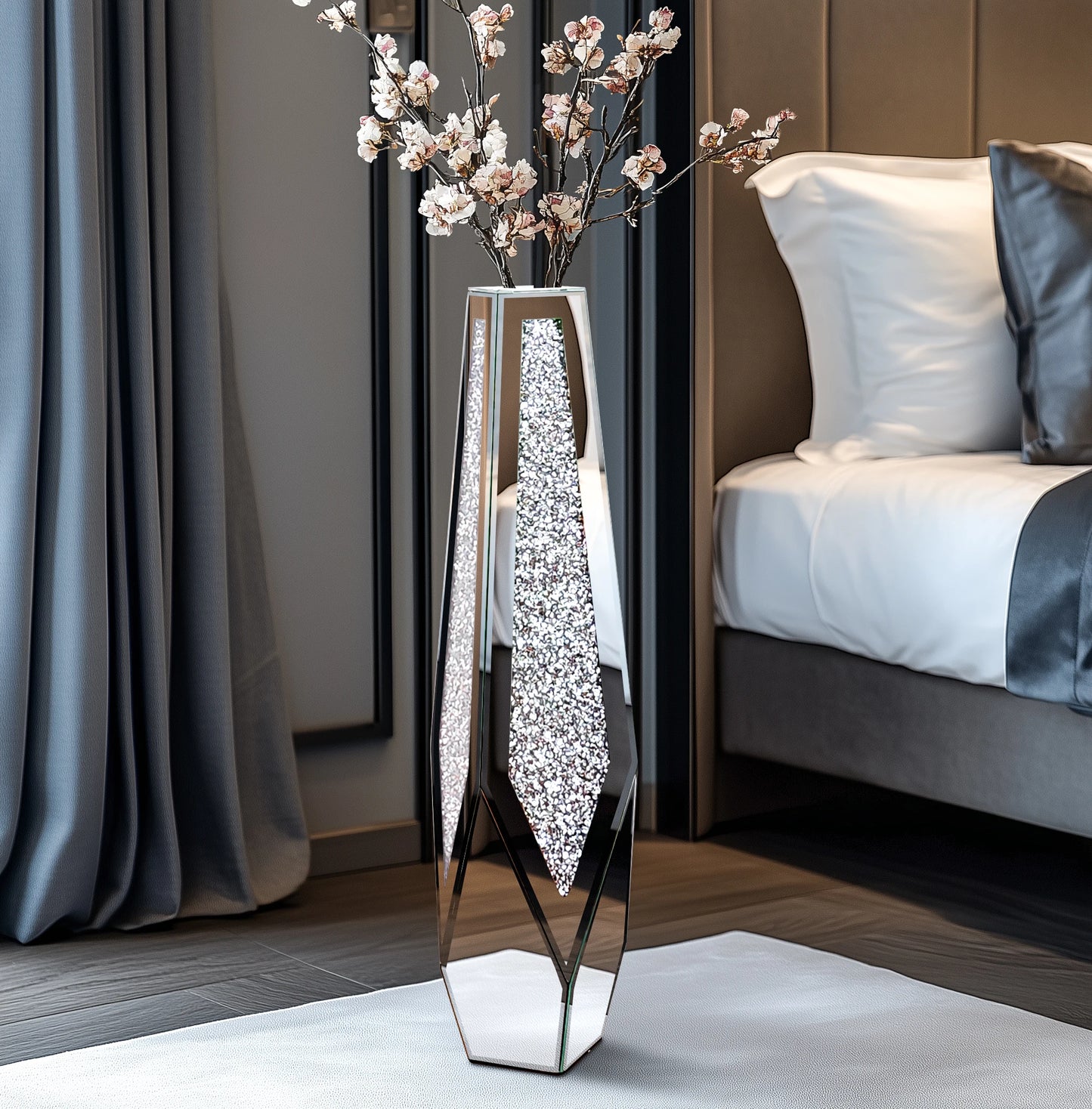 Crushed Diamond Mirror Floor Vase