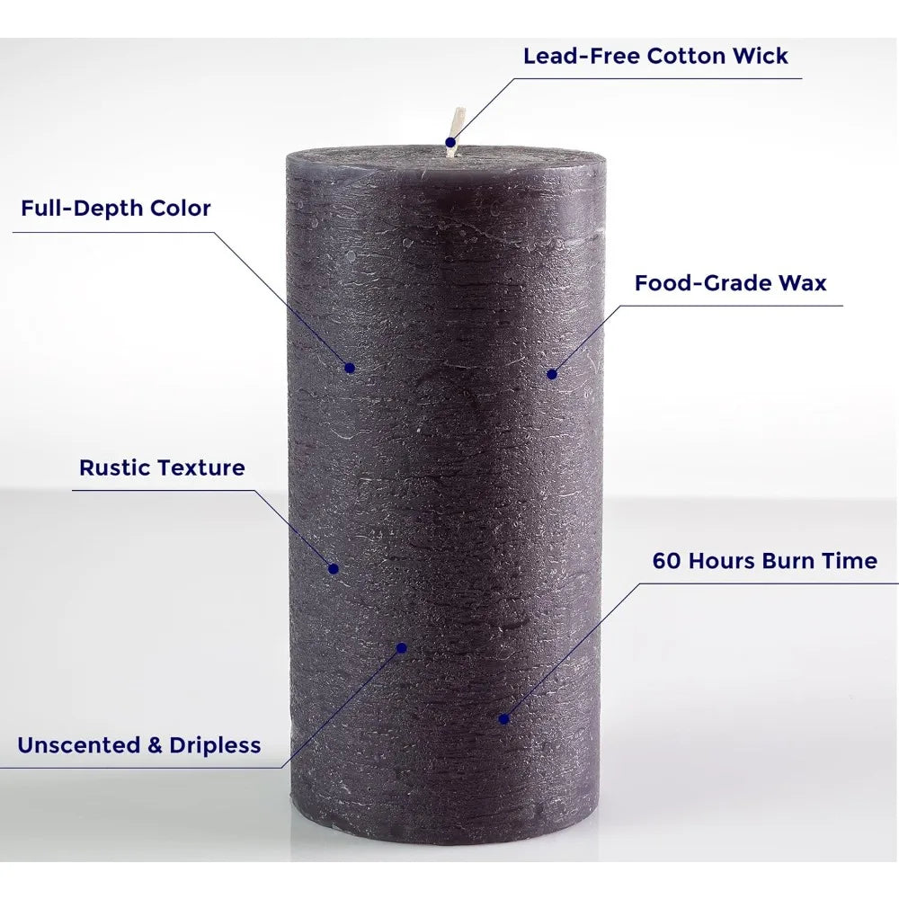 3 Charcoal Pillar Candles