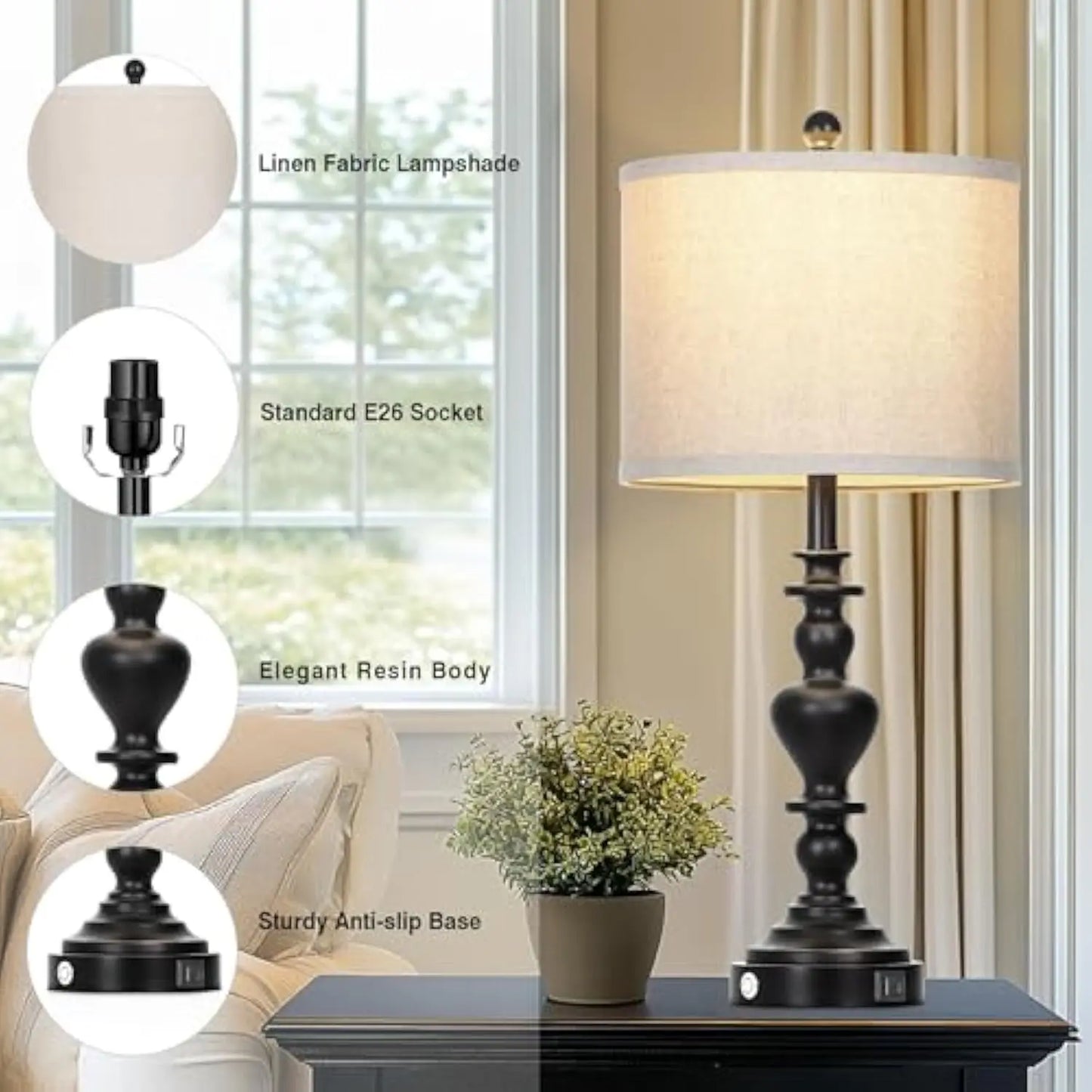 Dimmable Farmhouse Table Lamps