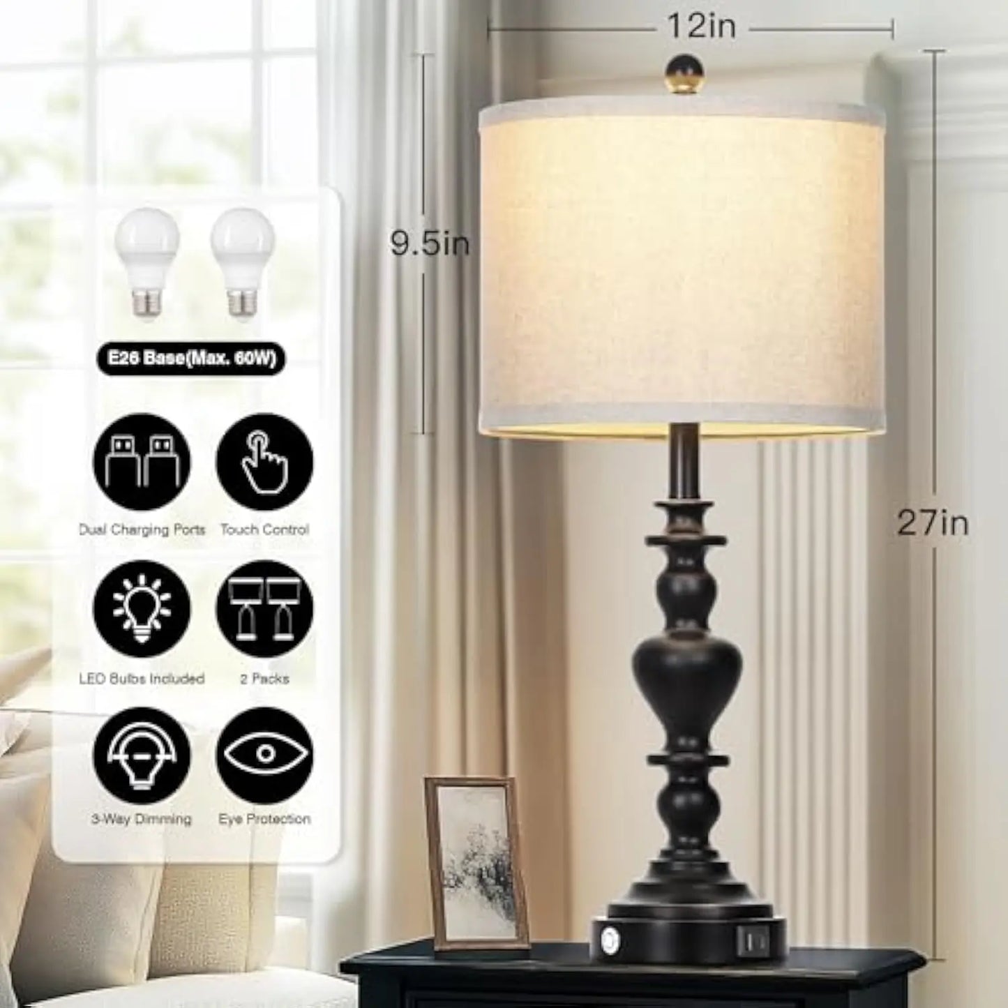 Dimmable Farmhouse Table Lamps
