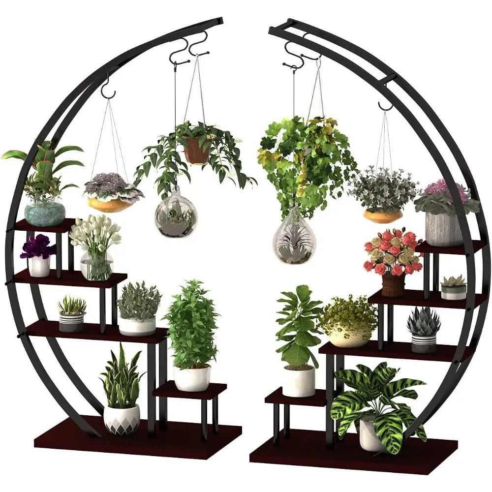 5-Tier Metal Half-Moon Plant Stand