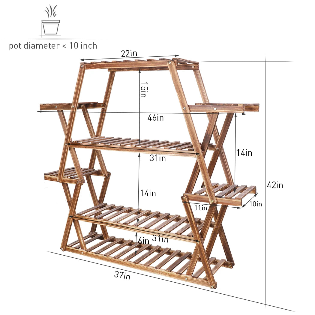 Extra-Large 8-Tier Wooden Plant Stand