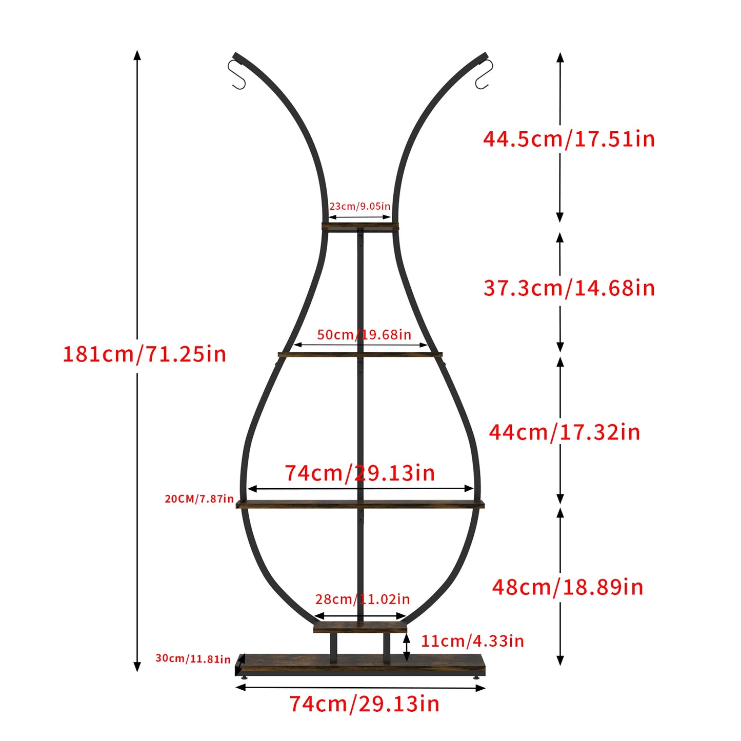 Vase-Shaped 5-Tier Metal Plant Stand