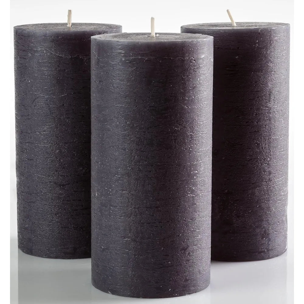 3 Charcoal Pillar Candles