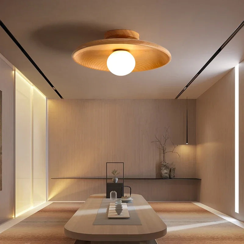 Nordic Wooden Round Ceiling Light