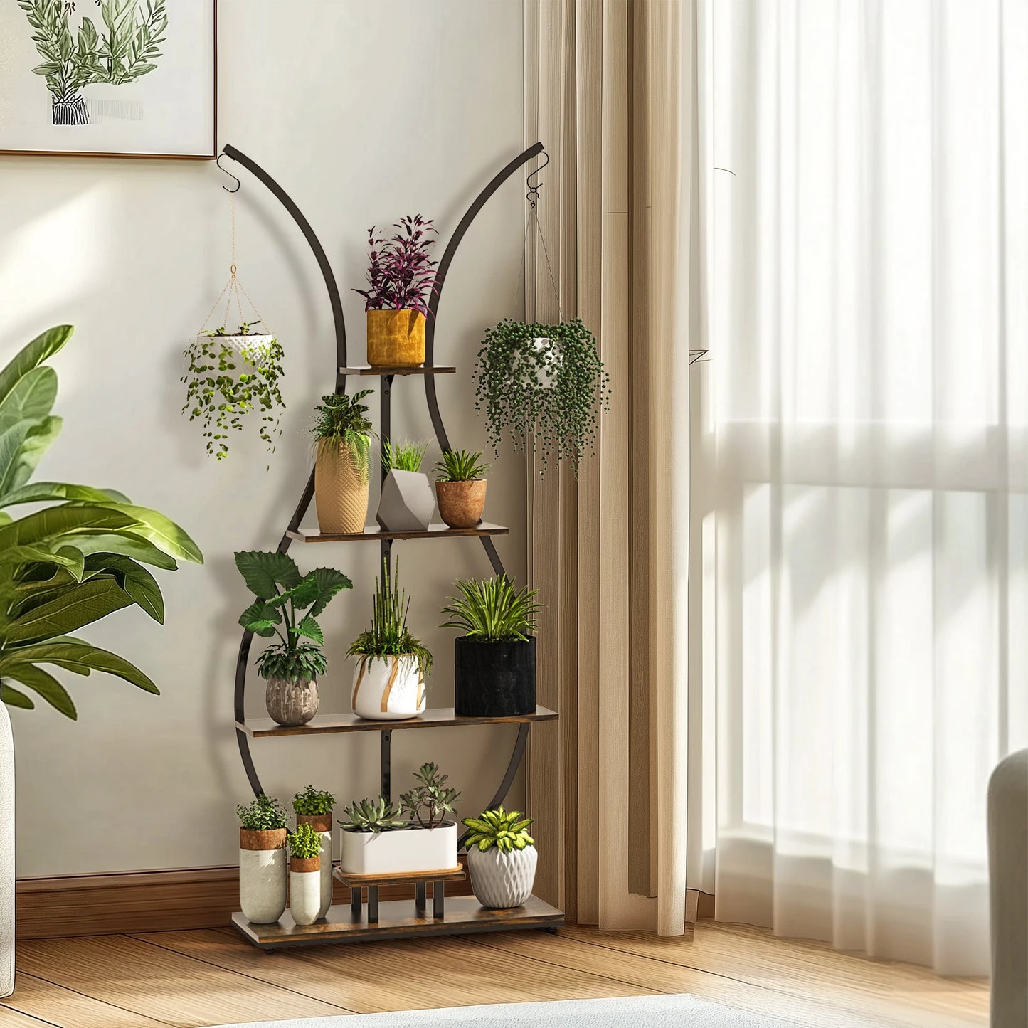Vase-Shaped 5-Tier Metal Plant Stand