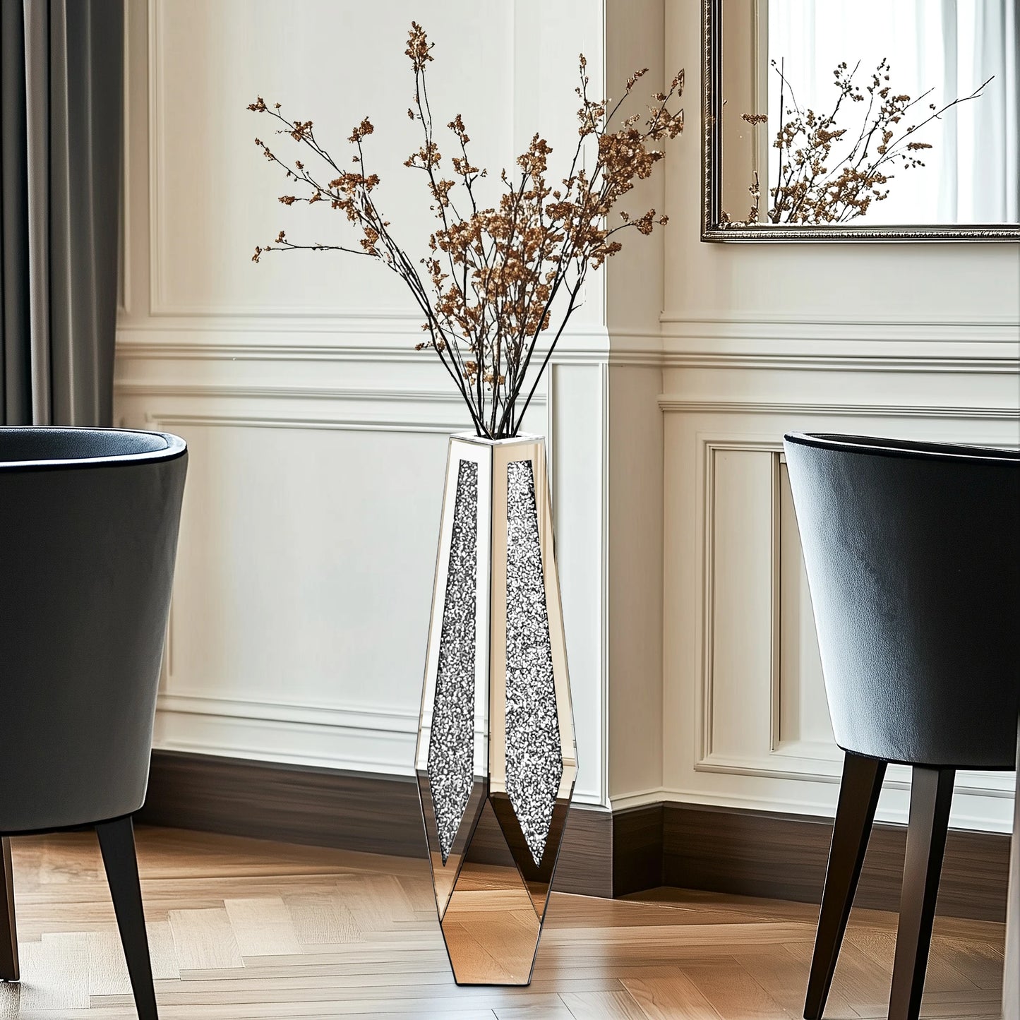 Crushed Diamond Mirror Floor Vase