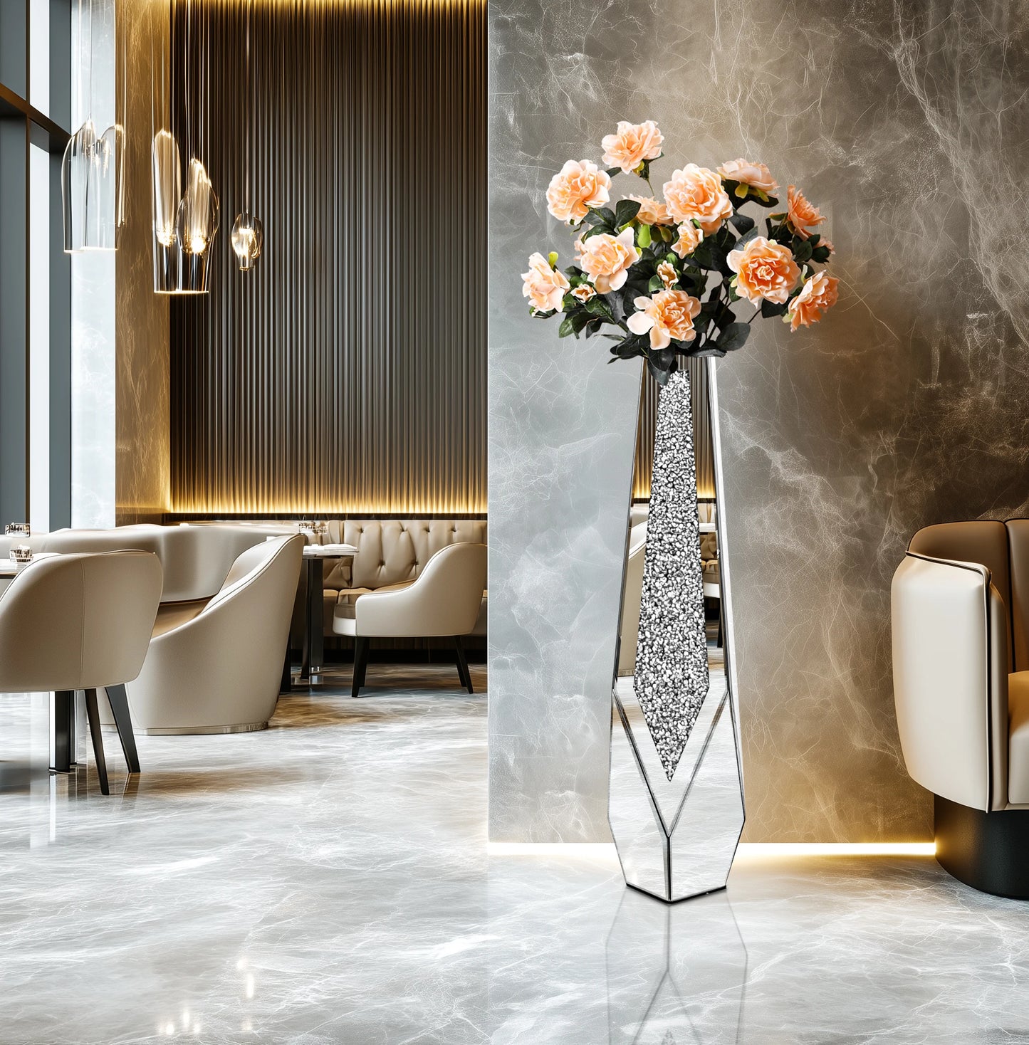 Crushed Diamond Mirror Floor Vase