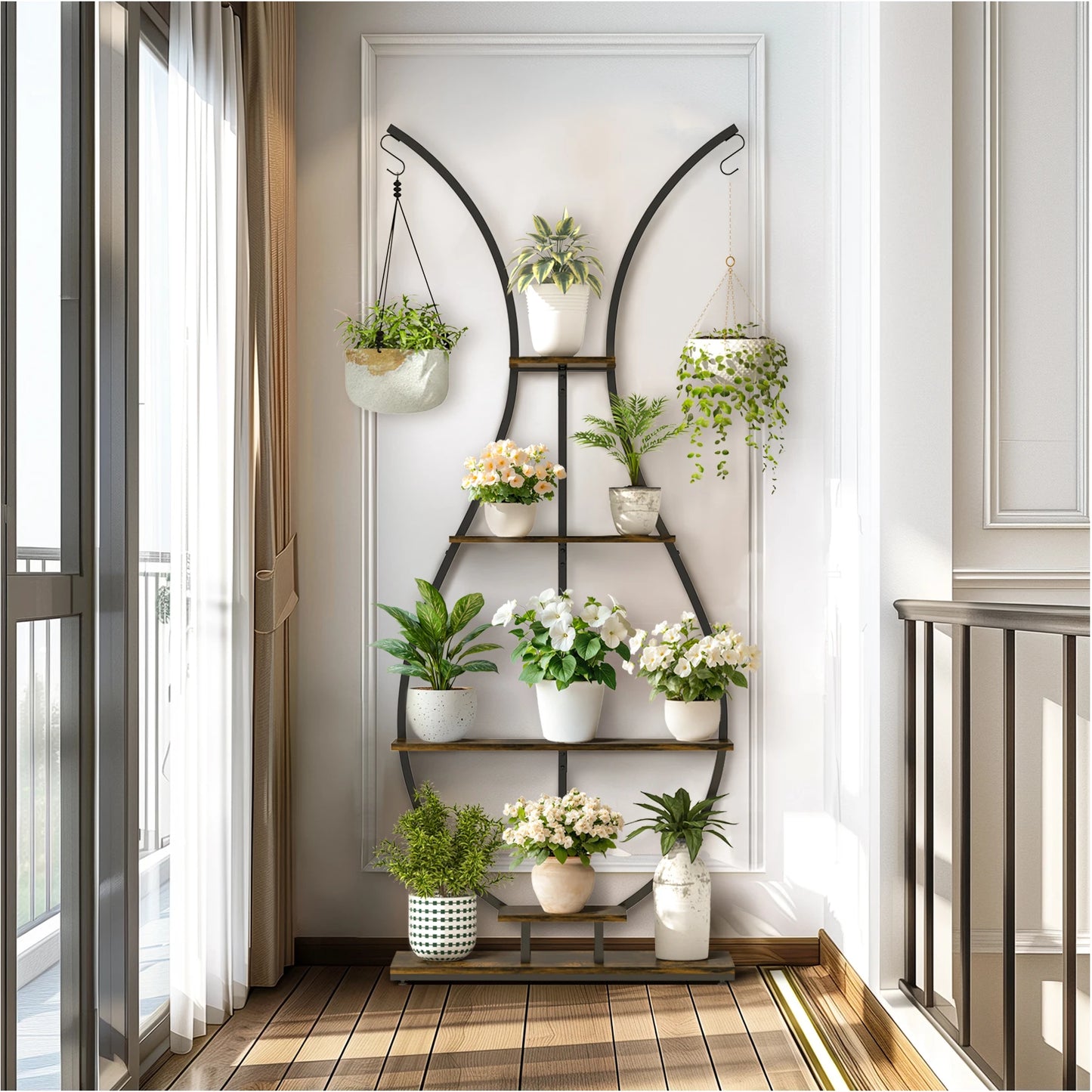 Vase-Shaped 5-Tier Metal Plant Stand