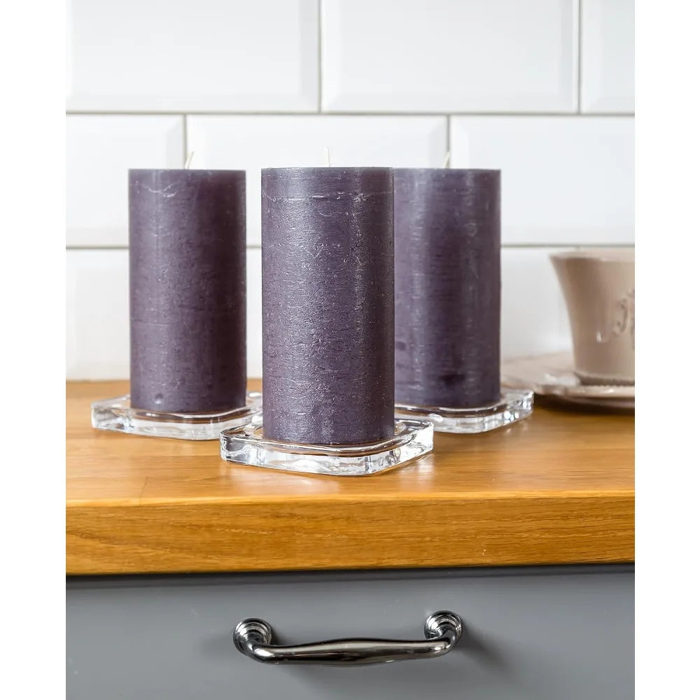 3 Charcoal Pillar Candles