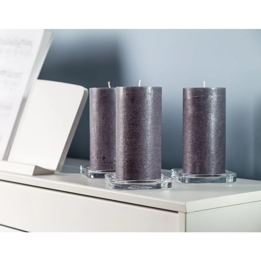 3 Charcoal Pillar Candles