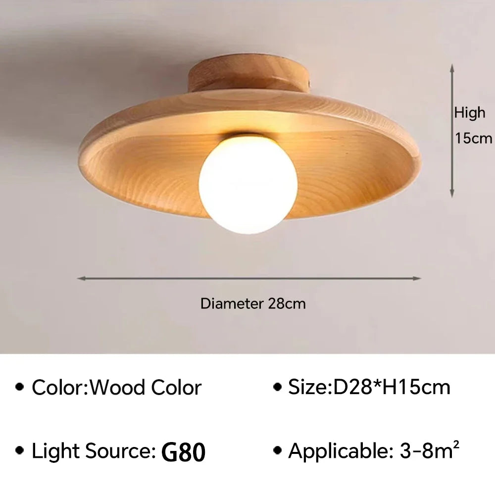 Nordic Wooden Round Ceiling Light