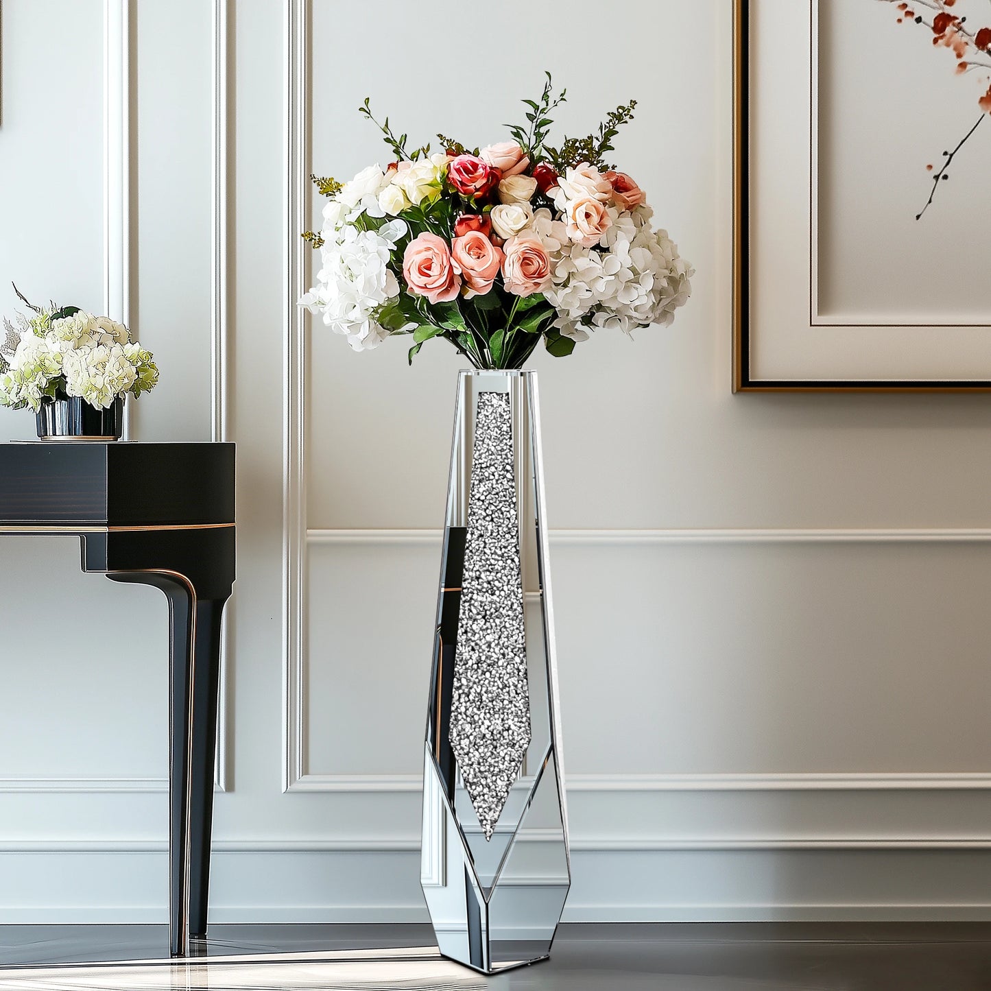Crushed Diamond Mirror Floor Vase