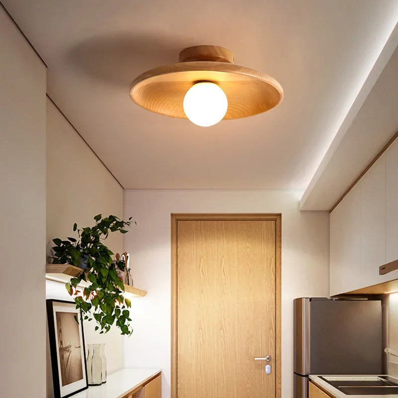 Nordic Wooden Round Ceiling Light