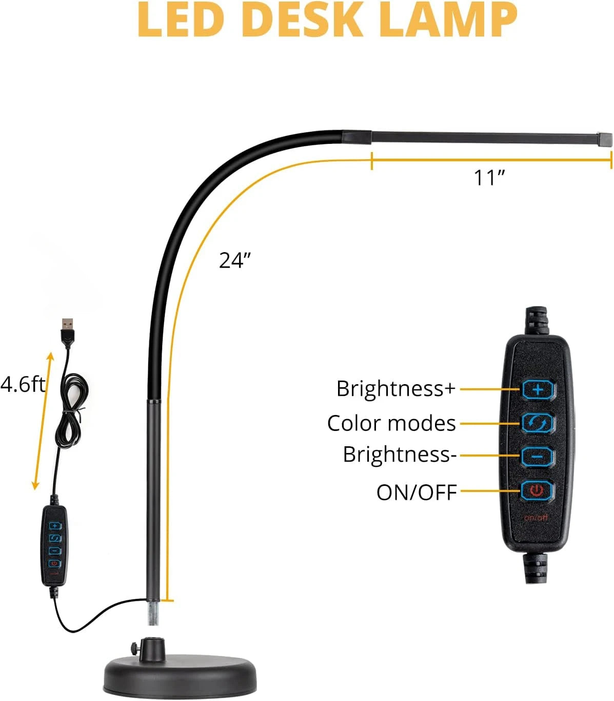 LED Desk Lamp with Swing Arm & Gooseneck