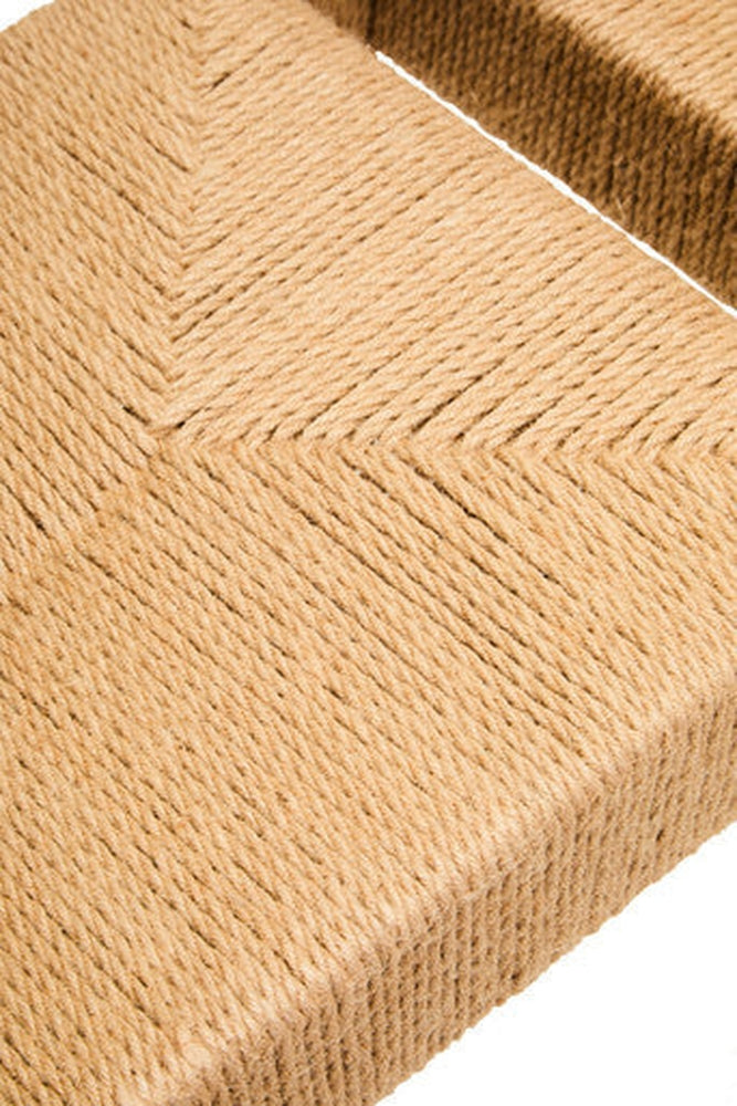 Quildor Open Frame Bench close-up of tan woven natural rope seat showing herringbone pattern