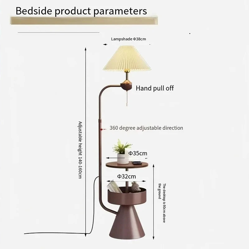 Vintage Pleated Storage Floor Lamp