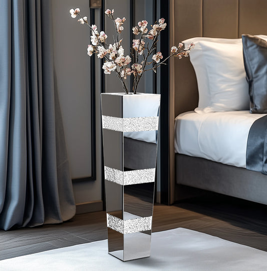Crushed Diamond Mirror Floor Vase