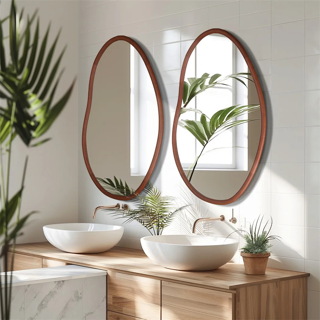 Irregular Wood Wall Mirror