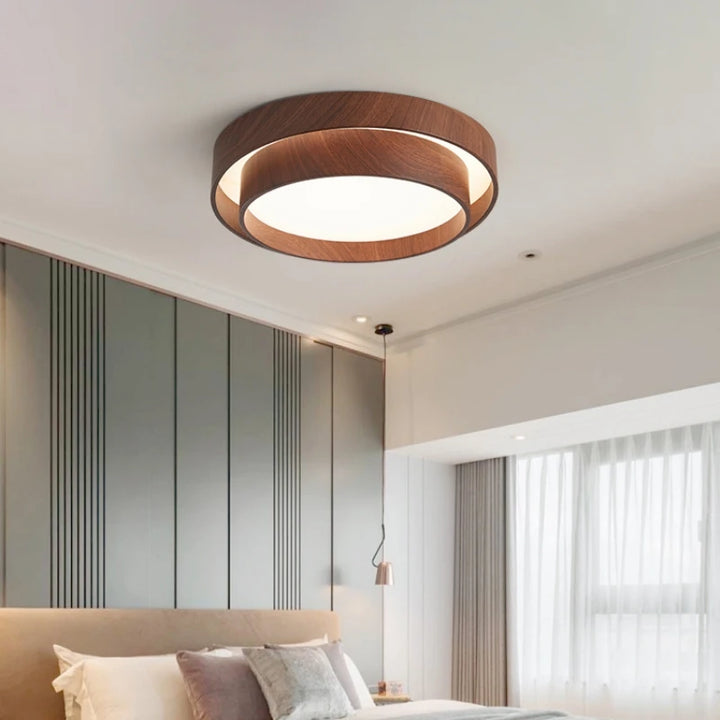 Modern Walnut LED Ceiling Lamp