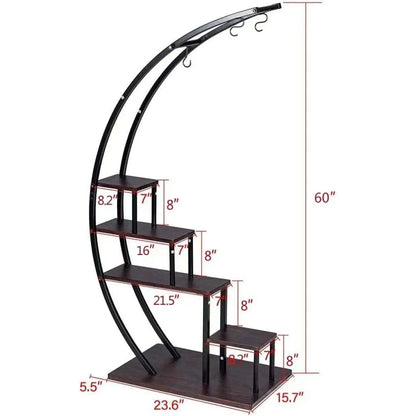 5-Tier Metal Half-Moon Plant Stand