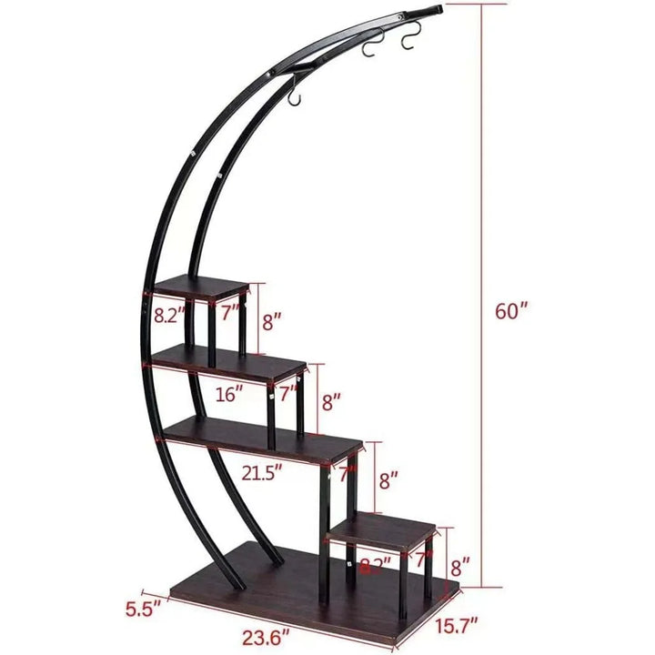 5-Tier Metal Half-Moon Plant Stand