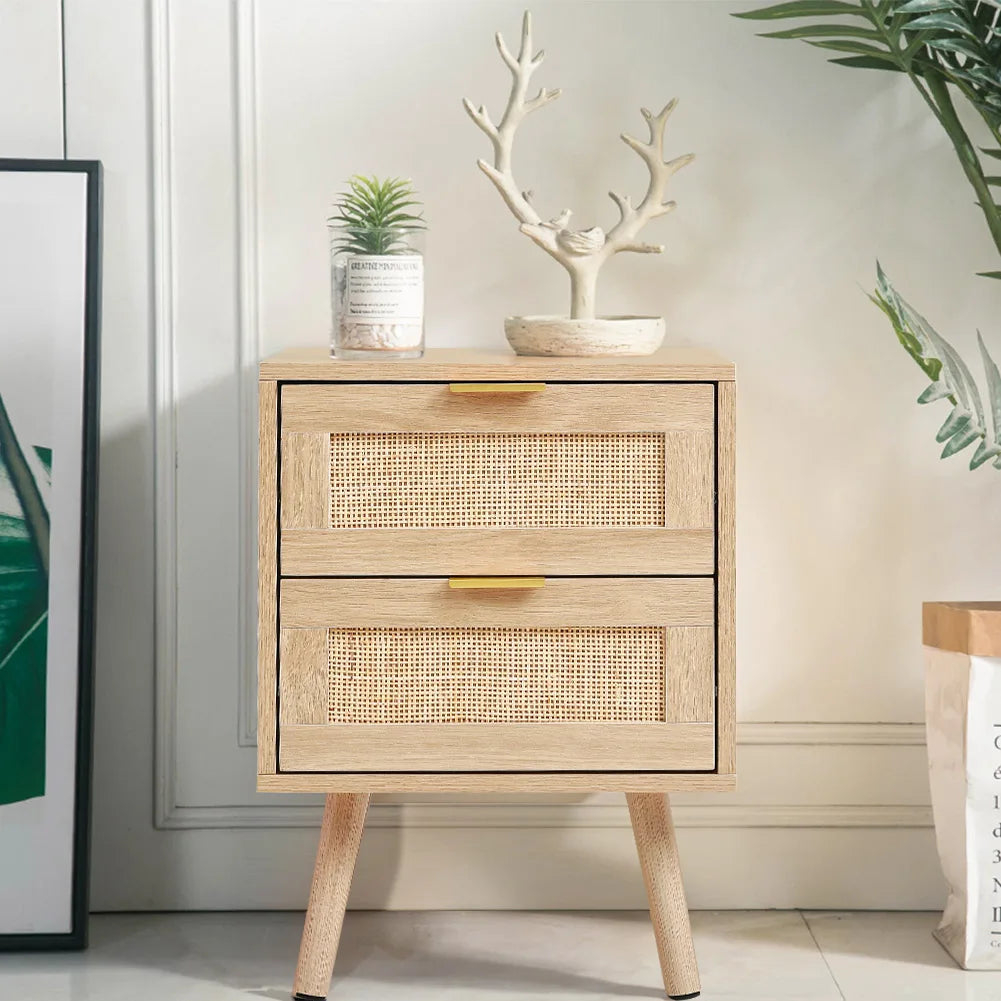 Wood & Rattan Side Cabinets