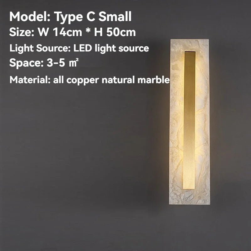 Copper and Marble Wall Lamp