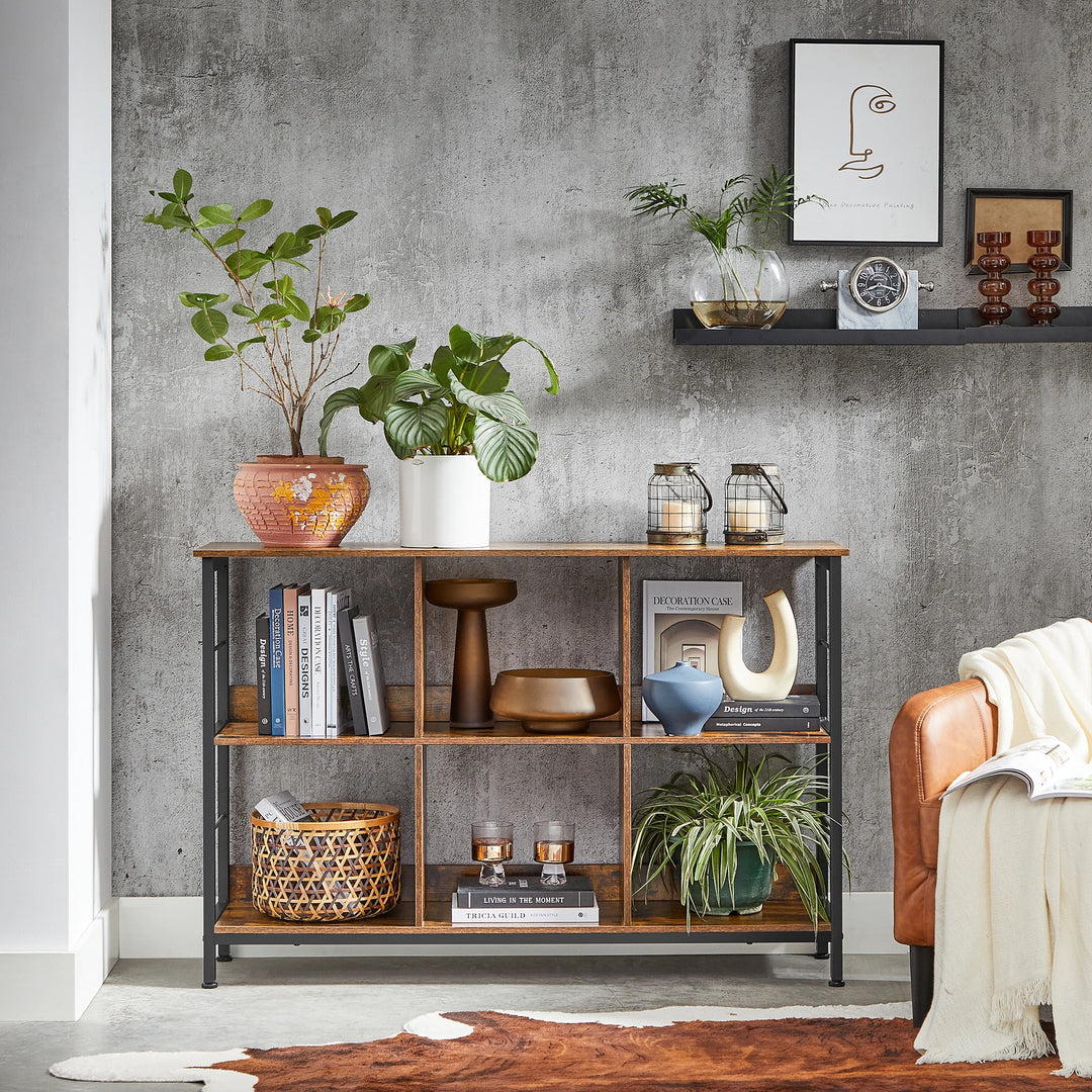 Industrial 6-Compartment Bookshelf