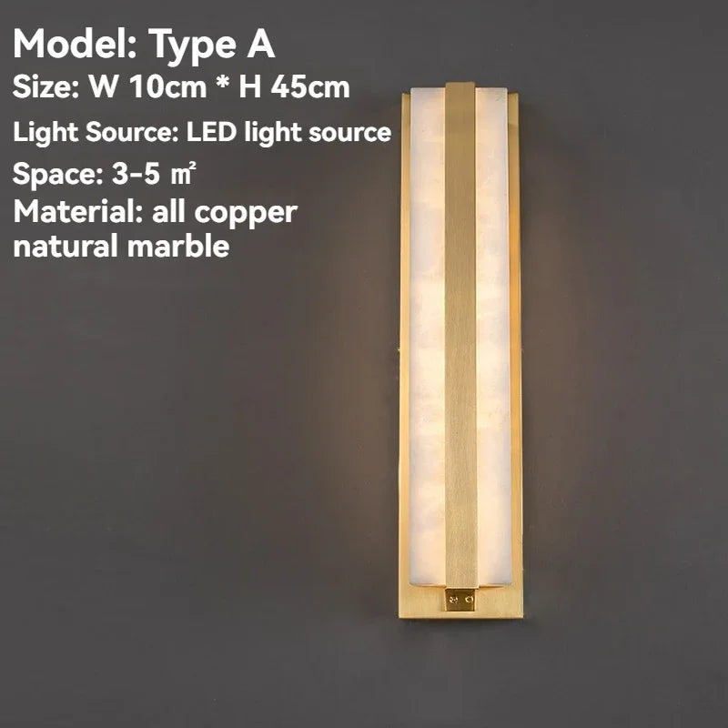 Copper and Marble Wall Lamp