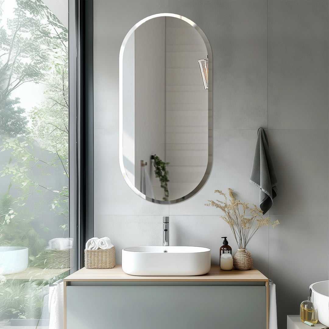 Oval Frameless Wall Mirror