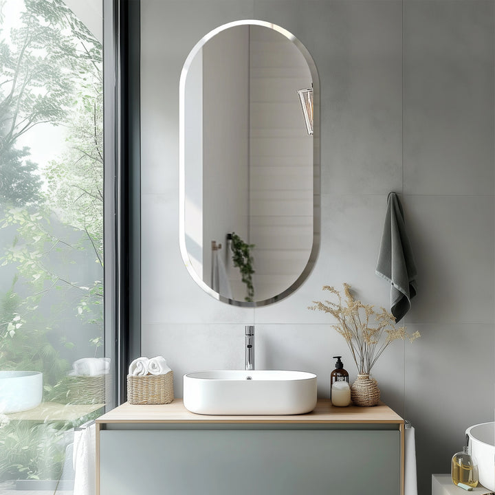 Oval Frameless Wall Mirror
