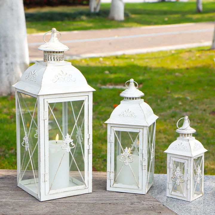White Stainless Steel Candle Lanterns