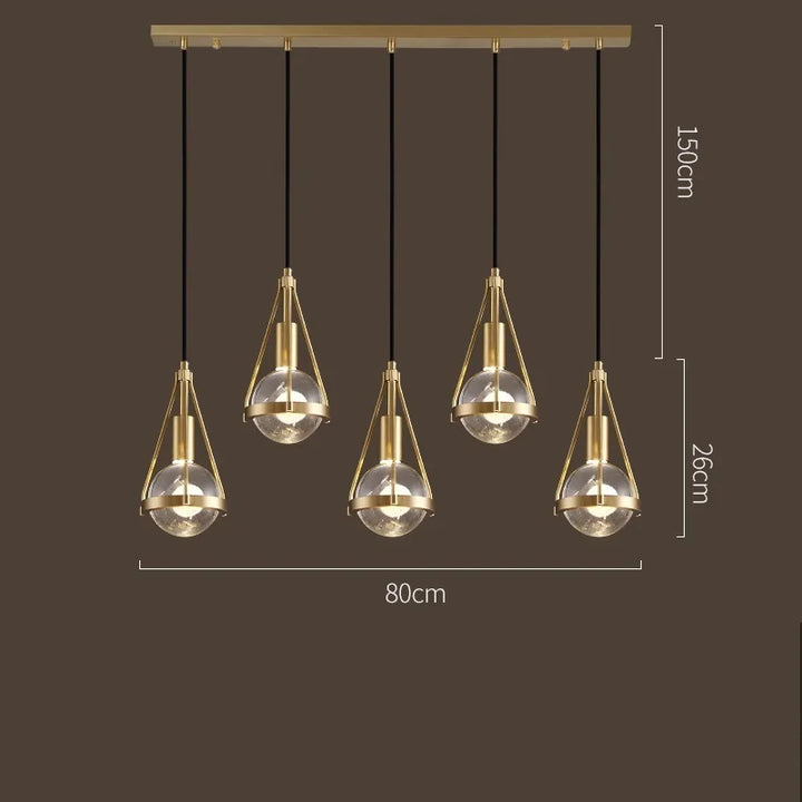 Nordic Copper Crystal Ball Pendant Light