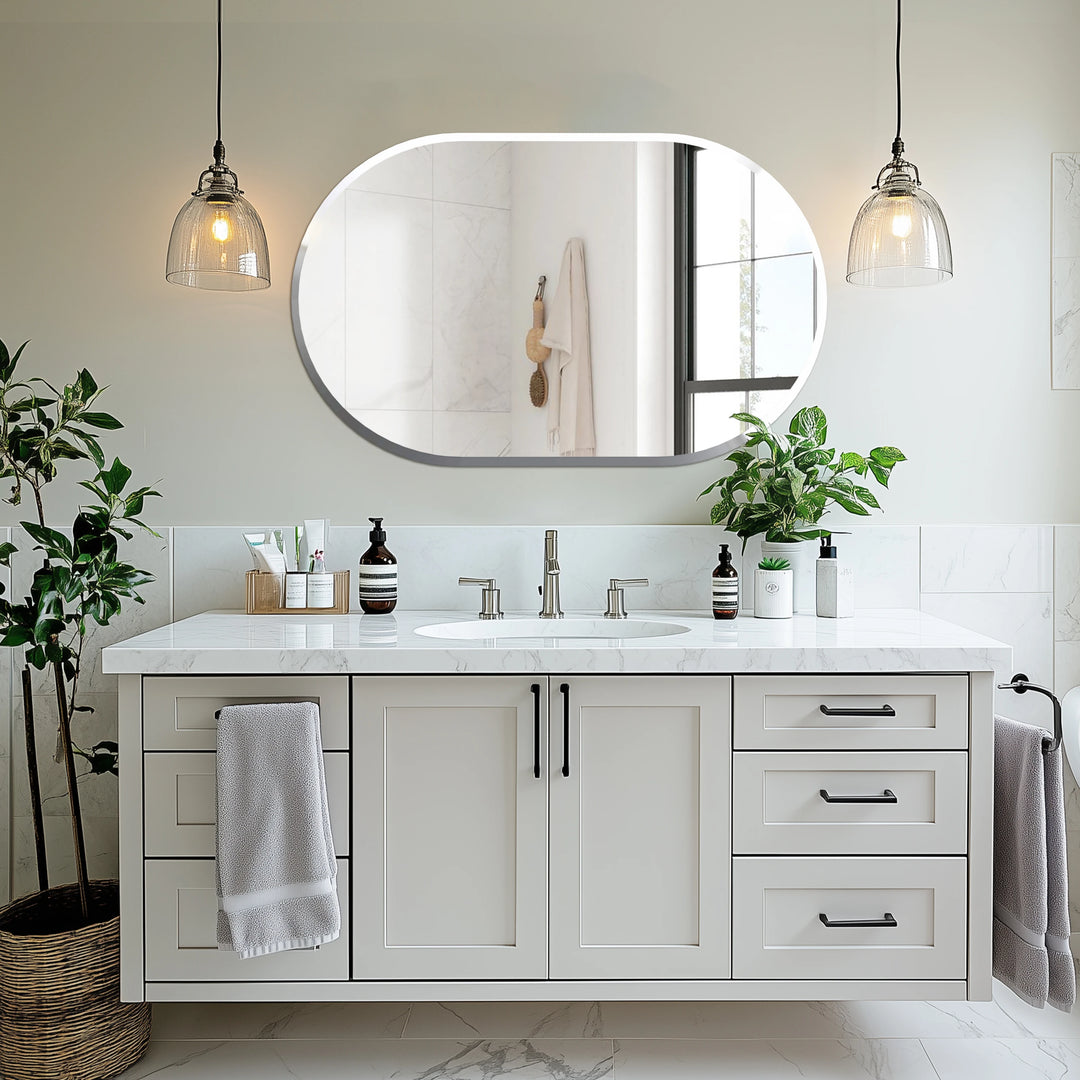 Oval Frameless Wall Mirror