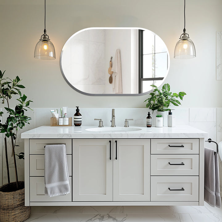 Oval Frameless Wall Mirror