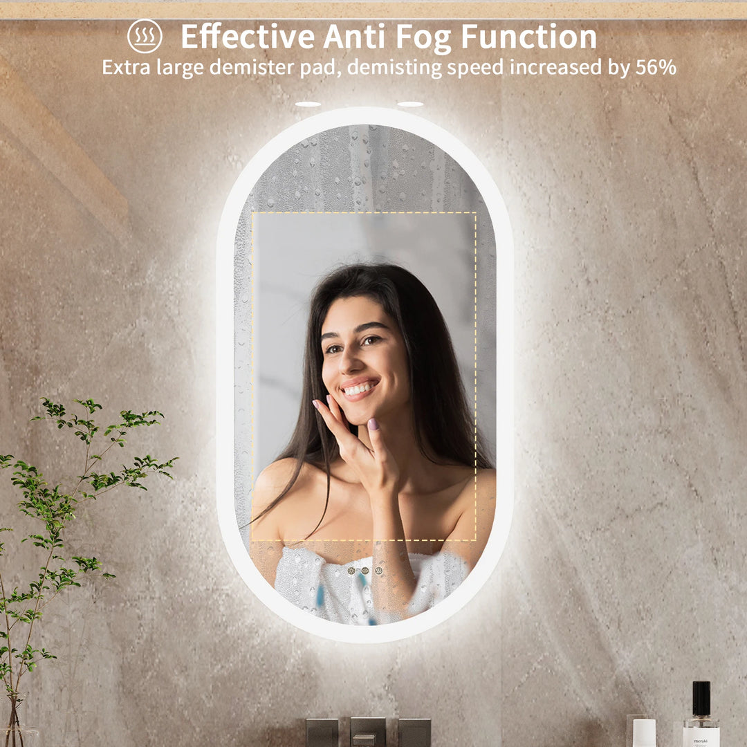 Oval LED Bathroom Mirror with Lights