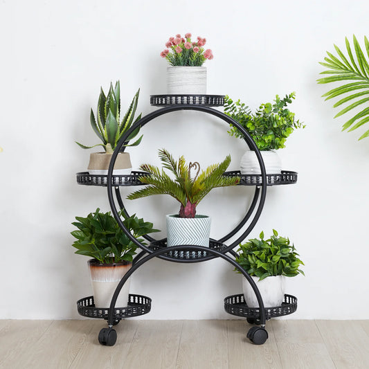 6 Pot Plant Stand Cart