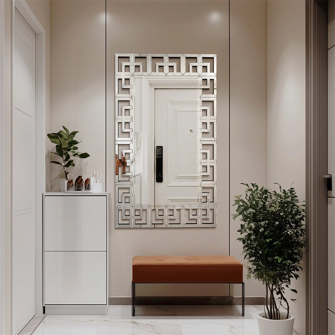 Modern Silver Rectangular Wall Mirror