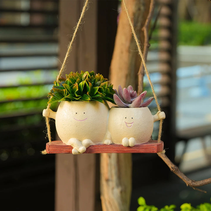 Smiling Face Hanging Planters