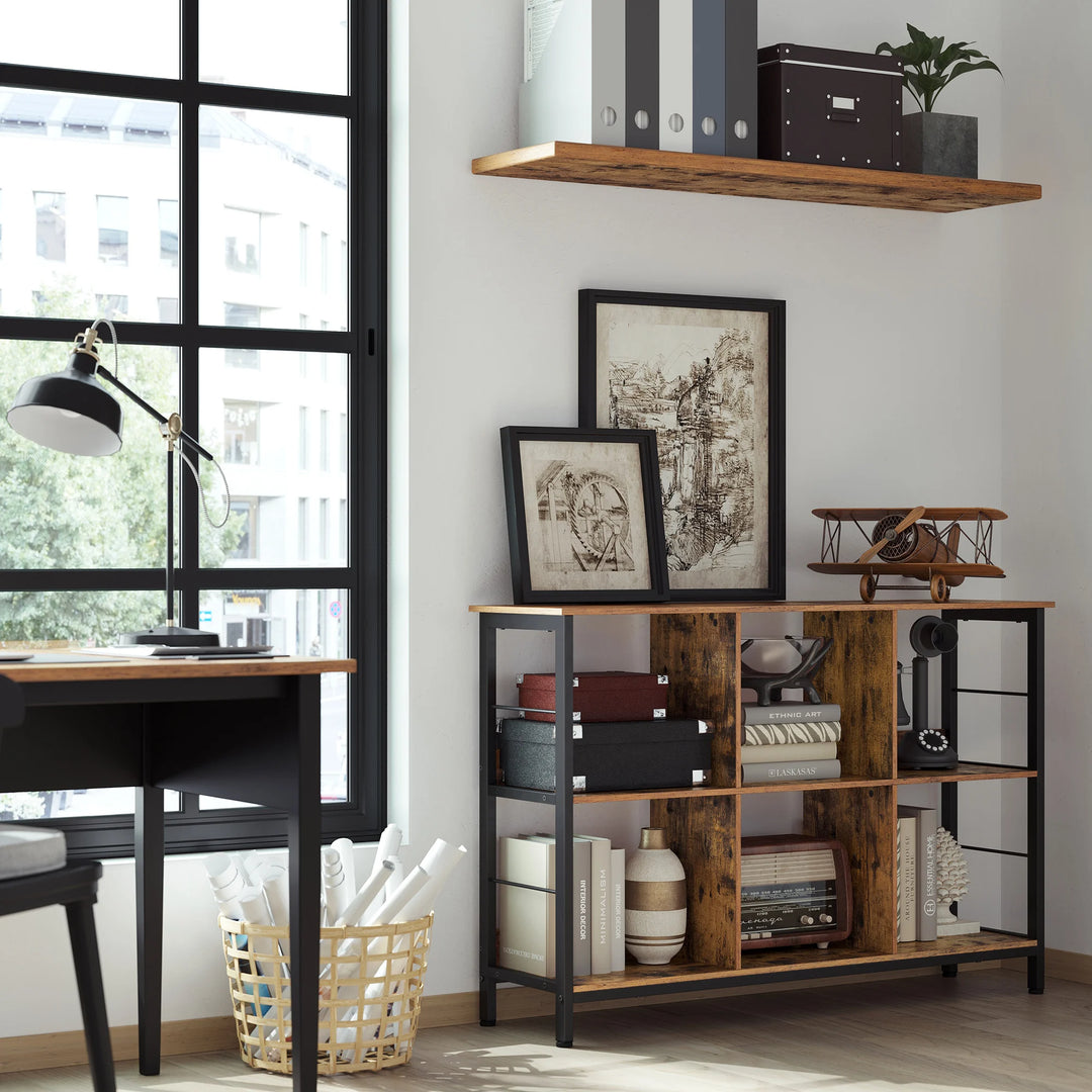 Industrial 6-Compartment Bookshelf