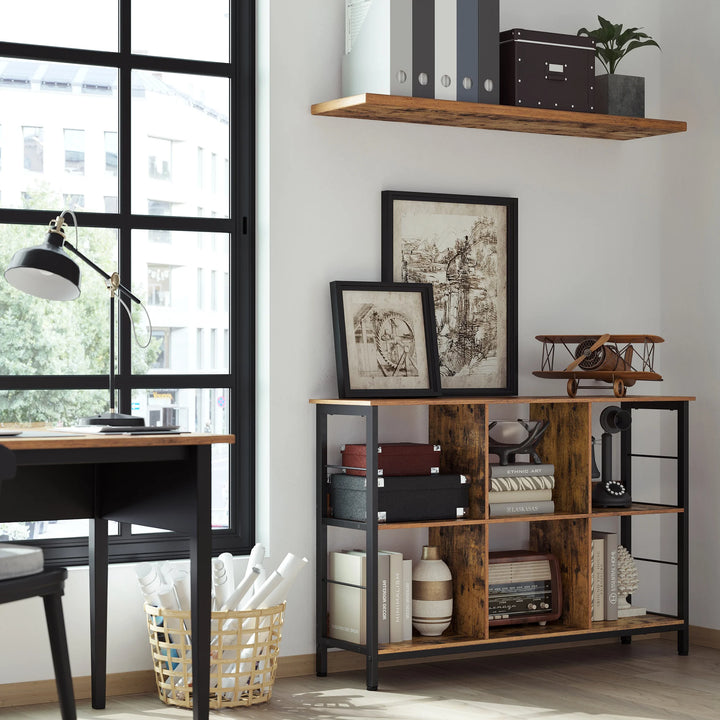 Industrial 6-Compartment Bookshelf