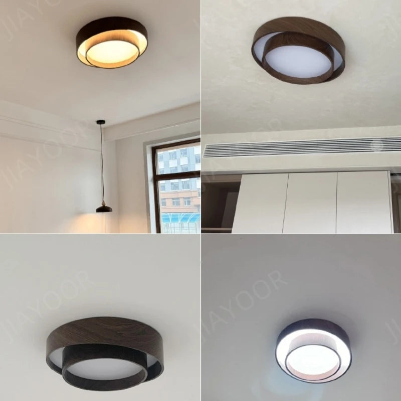 Modern Walnut LED Ceiling Lamp