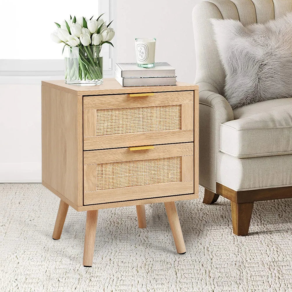 Wood & Rattan Side Cabinets
