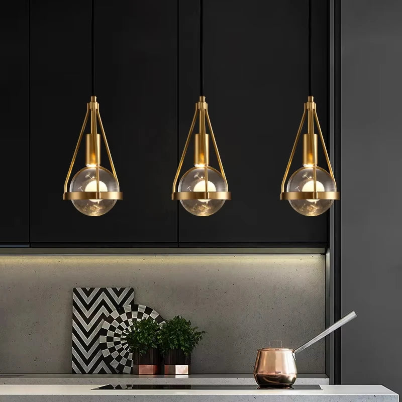 Nordic Copper Crystal Ball Pendant Light