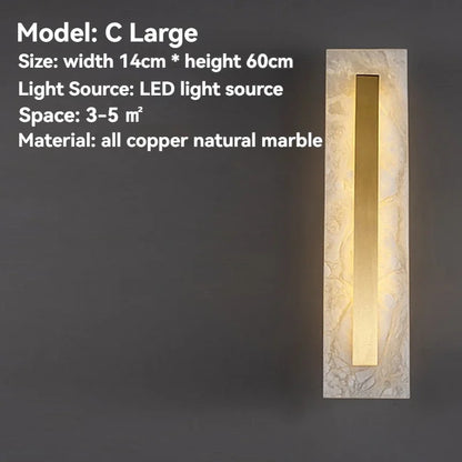Copper and Marble Wall Lamp