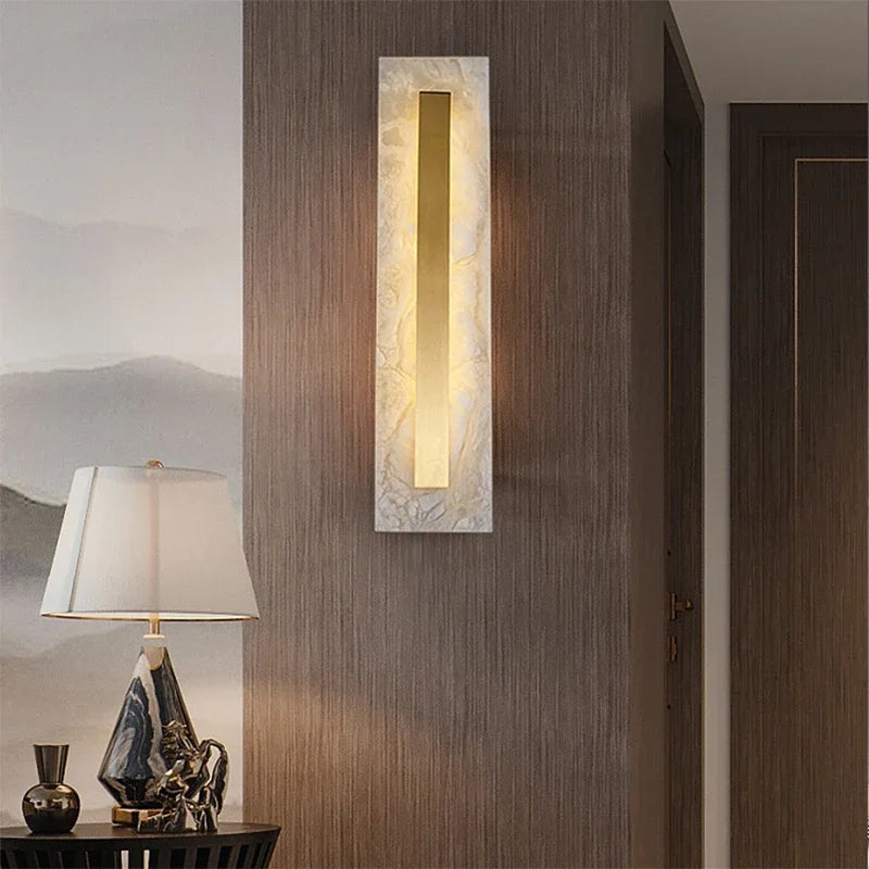 Copper and Marble Wall Lamp