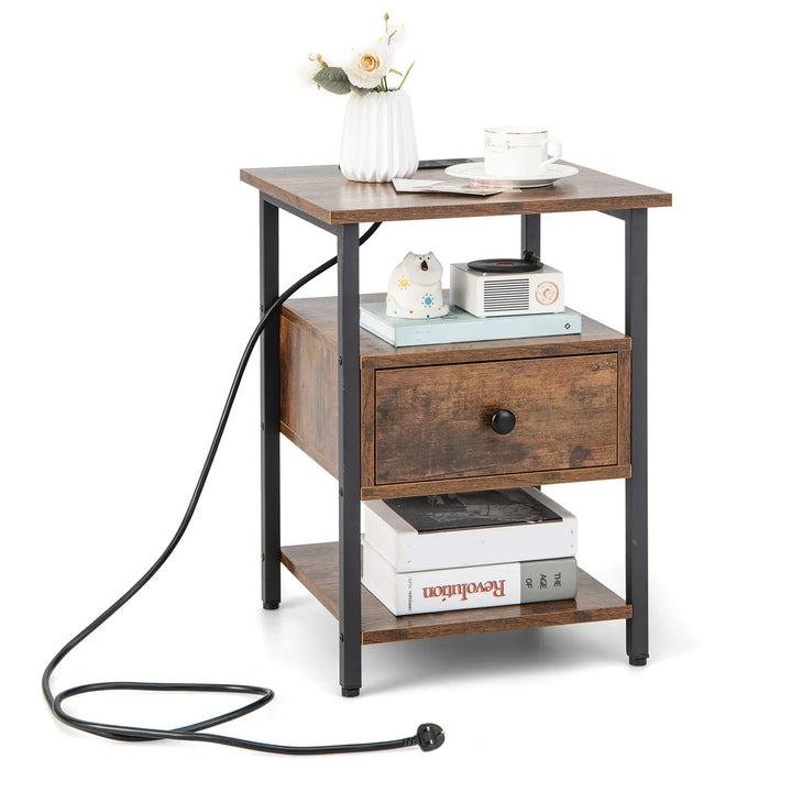 3-Tier Nightstand with Charging Station