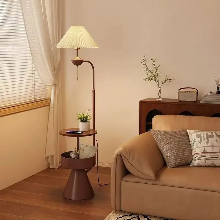 Vintage Pleated Storage Floor Lamp